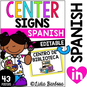 Preview of Editable Classroom Center Signs and Cards {SPANISH}