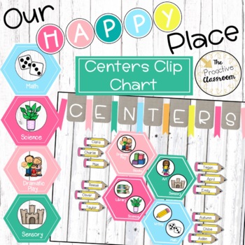 Preview of Editable Centers Sign Up Chart | Clip Chart | Our Happy Place Classroom Decor