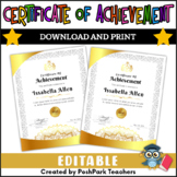 Editable Certificate of Achievement Award Template with Go