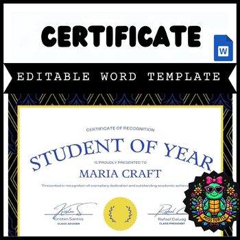 Preview of Editable Certificate of Recognition Templates for Microsoft Word 2024