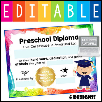 Preview of Editable Certificates & Awards: End of the Year Diplomas!