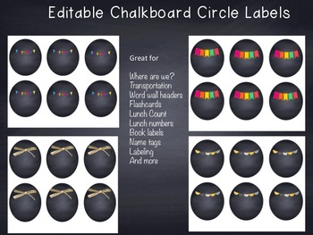 Preview of Editable Chalkboard Circle Labels
