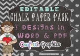 Editable Chalkboard Digital Papers With Frame Chevron Chal
