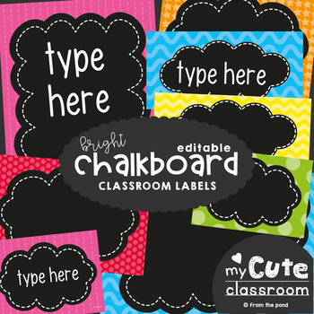 Editable Chalkboard Labels - Brights by From the Pond