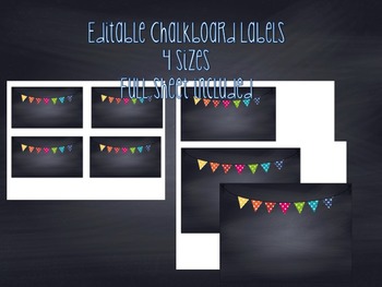 Preview of Editable Chalkboard Labels Polkadots