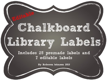 Preview of Editable Chalkboard Library Labels