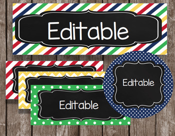 Preview of Editable Chalkboard Tags - Labels - Sight Words - Flashcards - Chalkboard