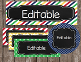 Editable Chalkboard Tags - Labels - Sight Words - Flashcar