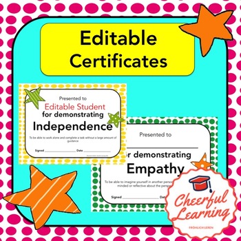 Preview of Editable Character Certificates