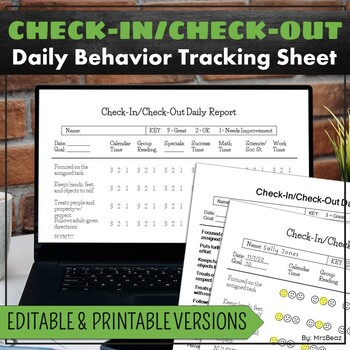 Preview of Editable Check In Check Out Behavior Tracking Sheet