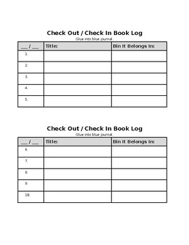 Preview of Editable Check In/Check Out Classroom Book Shopping Log (For Students)