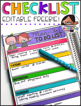 Preview of Editable Checklist Freebie