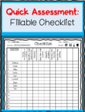 Fillable Data Checklist | PRINTABLE | Informal Assessments