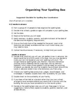 Preview of Checklist for Organizing Your Spelling Bee(Editable and Fillable Resource)