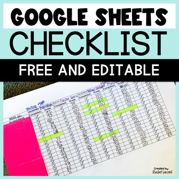 Preview of Editable Checklist in Google Sheets FREEBIE - Gradebook Printable Template