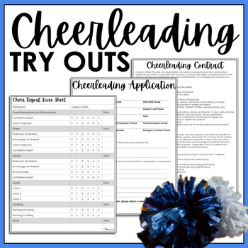 Preview of Cheerleading Tryouts Score Sheets and Editable Packet