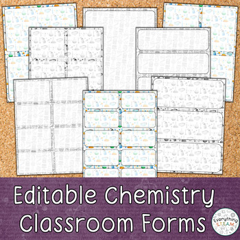 Preview of Editable Chemistry-Themed Classroom Forms | Classroom Form Templates