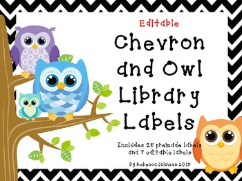 Preview of Editable Chevon and Owl Library Labels