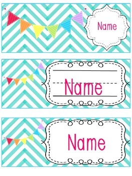 Editable Chevron & Bunting Desk Name Tags by The Fourth Grade Fizz