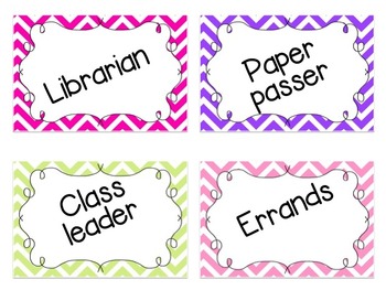 Editable Chevron Job Cards by The Beachy Teacher | TPT