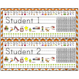Editable Chevron Kindergarten Desk Name Tags- Number Lines to 30