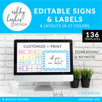Preview of Editable Chevron Signs & Labels 