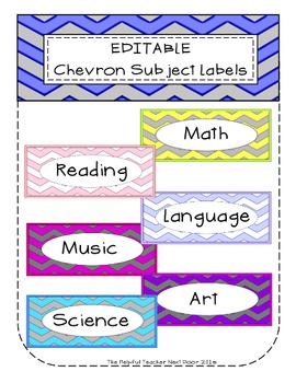 editable chevron subject labels by the helpful teacher next door