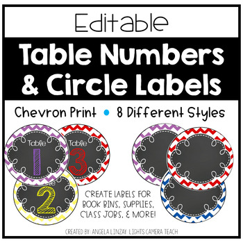 Preview of Editable Chevron Table Numbers and Labels