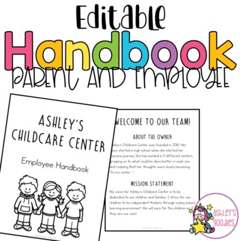 Preview of Editable Childcare Employee and Parent Handbook