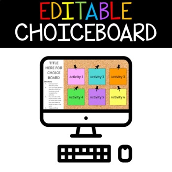 Preview of Editable Choice Board (6 options)