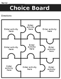 Editable Choice Board - FREEBIE