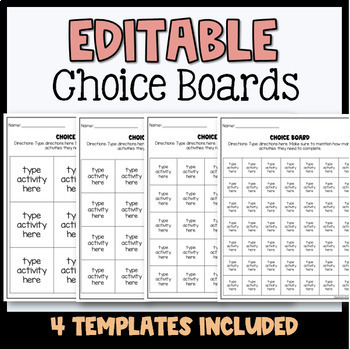 Preview of Editable Choice Boards