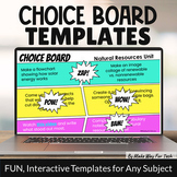 Editable Choice Boards Templates | End of the Year Choice 