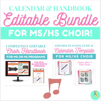 Preview of Editable Choir Calendar and Handbook BUNDLE