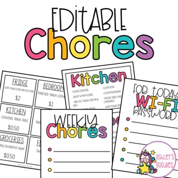 Preview of Editable Chore Cards and Lists