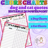 Editable Chore Charts Weekly Checklist Dog and Cat Funny P