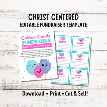 Preview of Editable Christ Centered Cotton Candy Fundraiser Template | Easter Cotton Candy