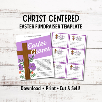 Preview of Editable Christian Cross Easter Candy Gram Flyer | Scripture Bible Easter Gram
