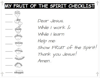 Preview of Editable Christian Fruit of the Spirit Behavior Checklist