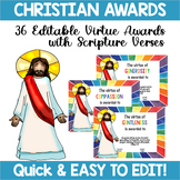 Editable Christian Virtue Awards with Scripture-Colorful w