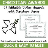 Editable Christian Virtue Awards with Scripture- Doves