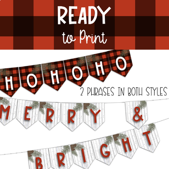 Editable Christmas Banner - Red Buffalo Plaid & White Wood | TPT