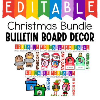 Preview of Editable Christmas Bulletin Decor Bundle - Door Decoration Canva Template