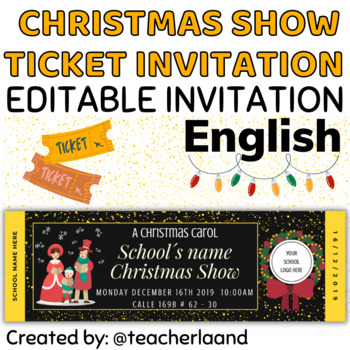 Preview of Editable Christmas Carol Invitation Christmas Show Invitation for Schools