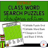 Editable Christmas Class Word Search Puzzle Templates
