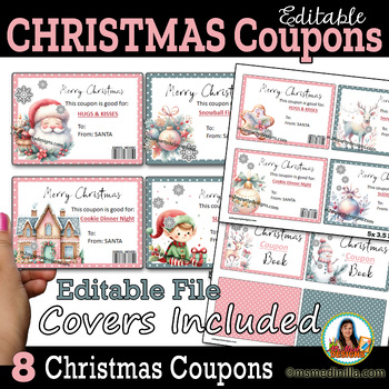 Preview of Editable Christmas Coupons - Parent Gift - No Cost Gift Templates Pastel Color