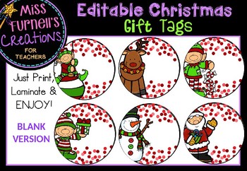 Preview of Editable Christmas Gift Tags - BLANK VERSION