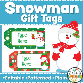 Editable Christmas Gift Tags | Editable Holiday Tags | Christmas Snowman