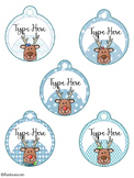 Editable Christmas Gift Tags - Wild Reindeer Label - Name 
