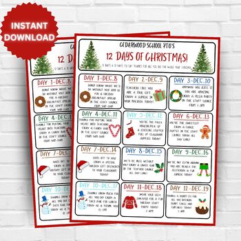 Preview of Editable Christmas Holiday Appreciation Flyer, Teacher 12 Days of Christmas